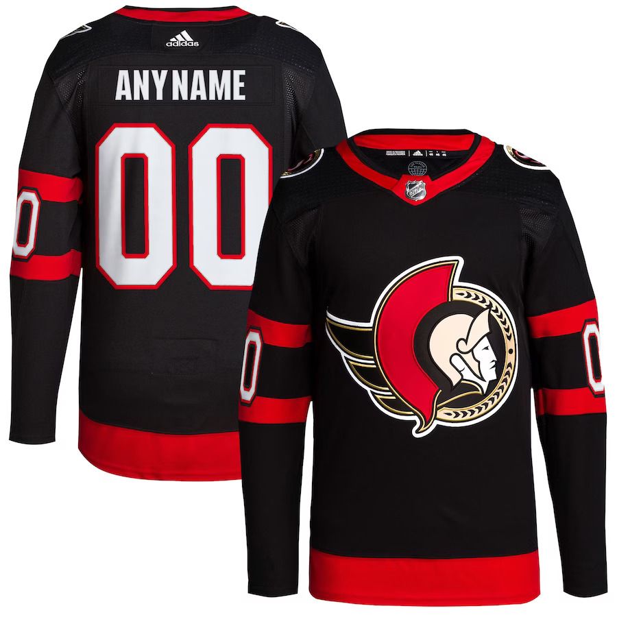 Men Ottawa Senators adidas Black Home Primegreen Authentic Pro Custom NHL Jersey-0